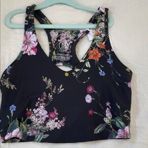 Sage Floral Black Crop Top
